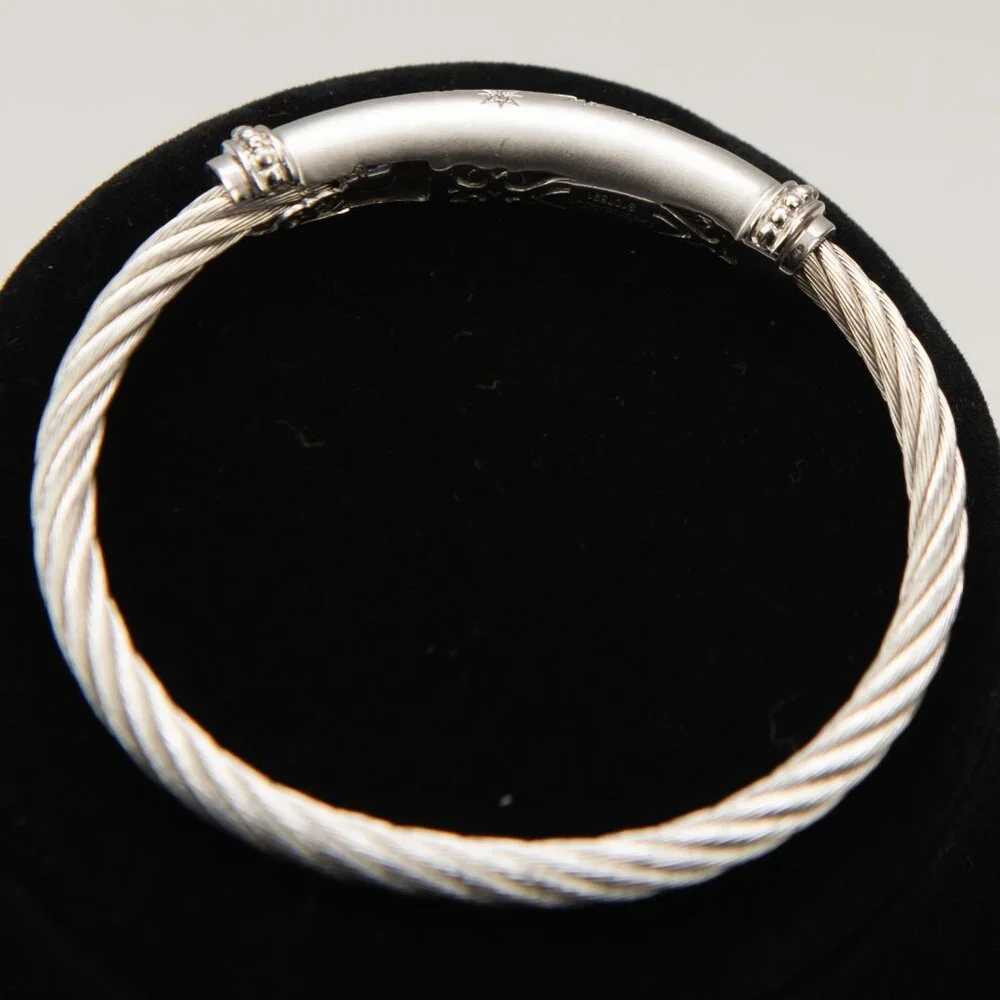 Gabriel & Co. 925 Silver Hampton Stainless Steel Bangle Bracelet - Picture 3 of 7